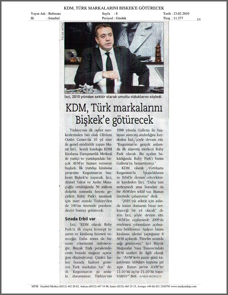 KDM, TÜRK MARKALARINI BİŞKEK'E GÖTÜRECEK.